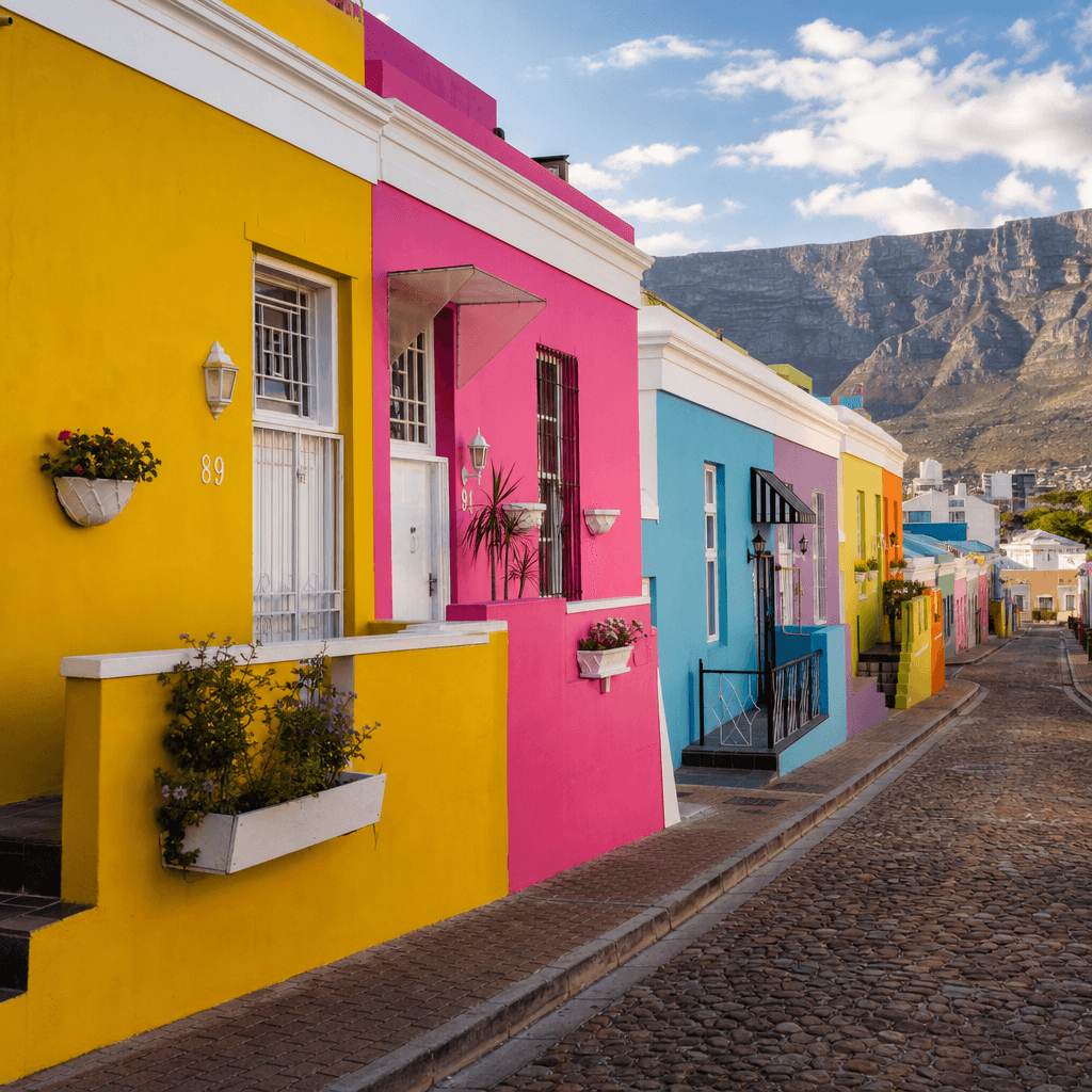Colourful Bo-Kaap street corner, Cape Town